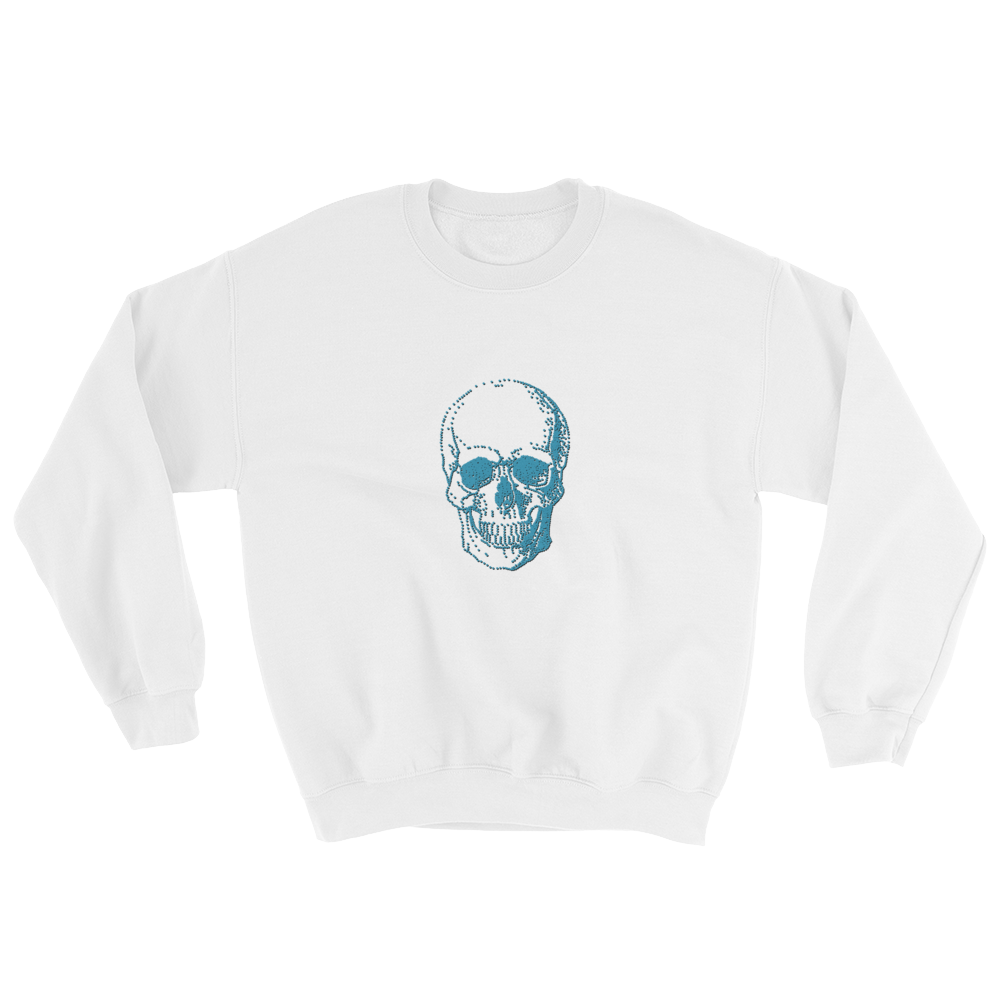 Skull Unisex Crewneck Sweatshirt, Collection Jolly Roger-White-S-Tamed Winds-tshirt-shop-and-sailing-blog-www-tamedwinds-com