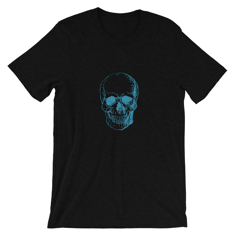 Skull Unisex T-Shirt, Collection Jolly Roger-Black Heather-S-Tamed Winds-tshirt-shop-and-sailing-blog-www-tamedwinds-com