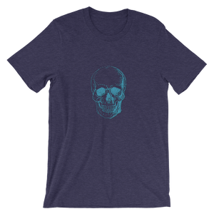 Skull Unisex T-Shirt, Collection Jolly Roger-Heather Midnight Navy-S-Tamed Winds-tshirt-shop-and-sailing-blog-www-tamedwinds-com