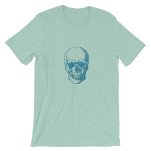 Skull Unisex T-Shirt, Collection Jolly Roger-Heather Prism Dusty Blue-S-Tamed Winds-tshirt-shop-and-sailing-blog-www-tamedwinds-com
