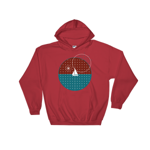 Starry Night Unisex Hooded Sweatshirt, Collection Fjaka-Red-S-Tamed Winds-tshirt-shop-and-sailing-blog-www-tamedwinds-com