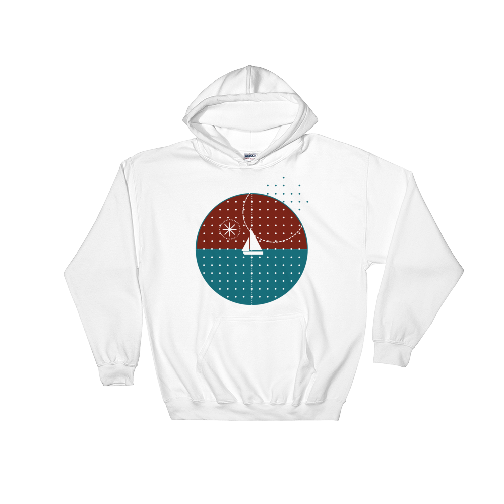 Starry Night Unisex Hooded Sweatshirt, Collection Fjaka-White-S-Tamed Winds-tshirt-shop-and-sailing-blog-www-tamedwinds-com