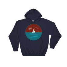 Sunset Unisex Hooded Sweatshirt, Collection Fjaka-Navy-S-Tamed Winds-tshirt-shop-and-sailing-blog-www-tamedwinds-com
