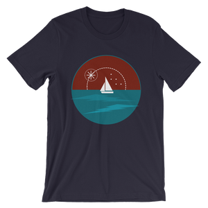 Sunset Unisex T-Shirt, Collection Fjaka-Navy-S-Tamed Winds-tshirt-shop-and-sailing-blog-www-tamedwinds-com