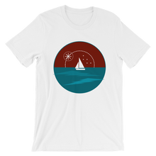 Sunset Unisex T-Shirt, Collection Fjaka-White-S-Tamed Winds-tshirt-shop-and-sailing-blog-www-tamedwinds-com