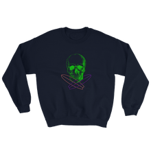 Surfer Skull Unisex Crewneck Sweatshirt, Collection Jolly Roger-Navy-S-Tamed Winds-tshirt-shop-and-sailing-blog-www-tamedwinds-com