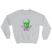 Surfer Skull Unisex Crewneck Sweatshirt, Collection Jolly Roger-Sport Grey-S-Tamed Winds-tshirt-shop-and-sailing-blog-www-tamedwinds-com
