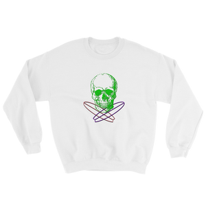 Surfer Skull Unisex Crewneck Sweatshirt, Collection Jolly Roger-White-S-Tamed Winds-tshirt-shop-and-sailing-blog-www-tamedwinds-com