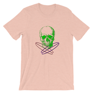 Surfer Skull Unisex T-Shirt, Collection Jolly Roger-Heather Prism Peach-S-Tamed Winds-tshirt-shop-and-sailing-blog-www-tamedwinds-com