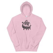 Viking Longship Unisex Hooded Sweatshirt, Collection Ships & Boats-Light Pink-S-Tamed Winds-tshirt-shop-and-sailing-blog-www-tamedwinds-com