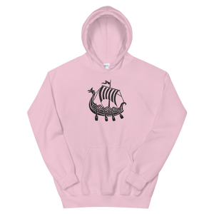 Viking Longship Unisex Hooded Sweatshirt, Collection Ships & Boats-Light Pink-S-Tamed Winds-tshirt-shop-and-sailing-blog-www-tamedwinds-com