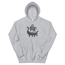 Viking Longship Unisex Hooded Sweatshirt, Collection Ships & Boats-Sport Grey-S-Tamed Winds-tshirt-shop-and-sailing-blog-www-tamedwinds-com