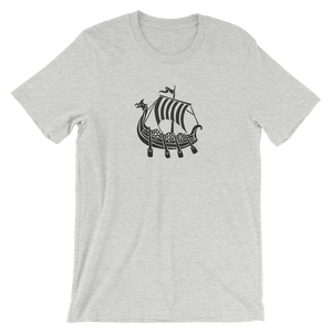 Viking Longship Unisex T-Shirt, Collection Ships & Boats-Athletic Heather-S-Tamed Winds-tshirt-shop-and-sailing-blog-www-tamedwinds-com