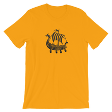 Viking Longship Unisex T-Shirt, Collection Ships & Boats-Gold-S-Tamed Winds-tshirt-shop-and-sailing-blog-www-tamedwinds-com