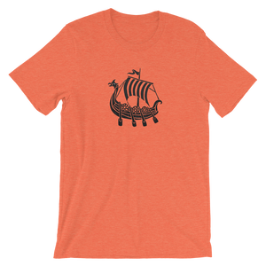 Viking Longship Unisex T-Shirt, Collection Ships & Boats-Heather Orange-S-Tamed Winds-tshirt-shop-and-sailing-blog-www-tamedwinds-com