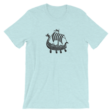 Viking Longship Unisex T-Shirt, Collection Ships & Boats-Heather Prism Ice Blue-XS-Tamed Winds-tshirt-shop-and-sailing-blog-www-tamedwinds-com