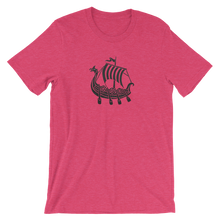 Viking Longship Unisex T-Shirt, Collection Ships & Boats-Heather Raspberry-S-Tamed Winds-tshirt-shop-and-sailing-blog-www-tamedwinds-com