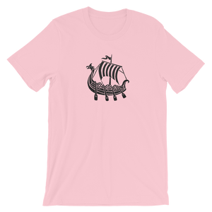 Viking Longship Unisex T-Shirt, Collection Ships & Boats-Pink-S-Tamed Winds-tshirt-shop-and-sailing-blog-www-tamedwinds-com