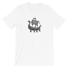 Viking Longship Unisex T-Shirt, Collection Ships & Boats-White-XS-Tamed Winds-tshirt-shop-and-sailing-blog-www-tamedwinds-com