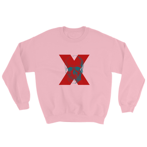 X Skull Unisex Crewneck Sweatshirt, Collection Jolly Roger-Light Pink-S-Tamed Winds-tshirt-shop-and-sailing-blog-www-tamedwinds-com