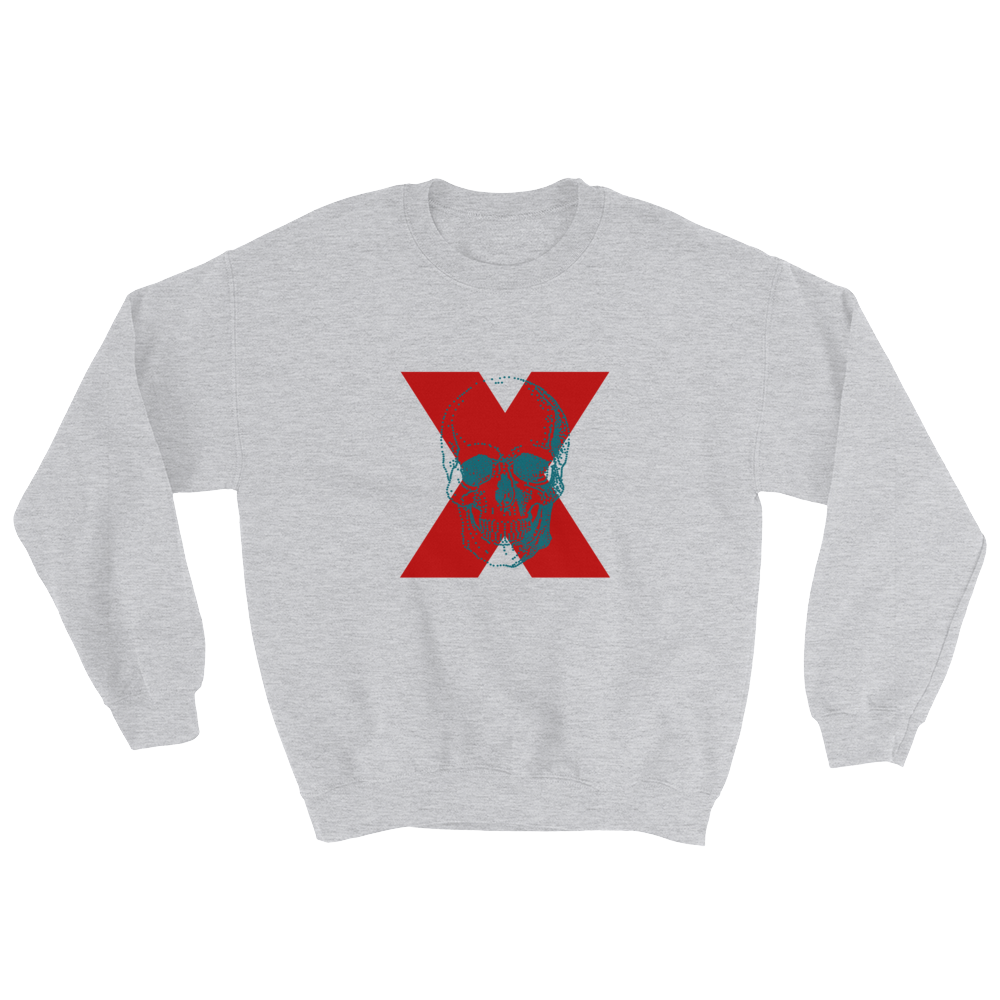 X Skull Unisex Crewneck Sweatshirt, Collection Jolly Roger-Sport Grey-S-Tamed Winds-tshirt-shop-and-sailing-blog-www-tamedwinds-com