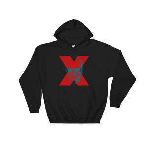X Skull Unisex Hooded Sweatshirt, Collection Jolly Roger-Black-S-Tamed Winds-tshirt-shop-and-sailing-blog-www-tamedwinds-com