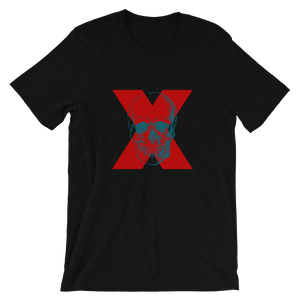 X Skull Unisex T-Shirt, Collection Jolly Roger-Black Heather-S-Tamed Winds-tshirt-shop-and-sailing-blog-www-tamedwinds-com