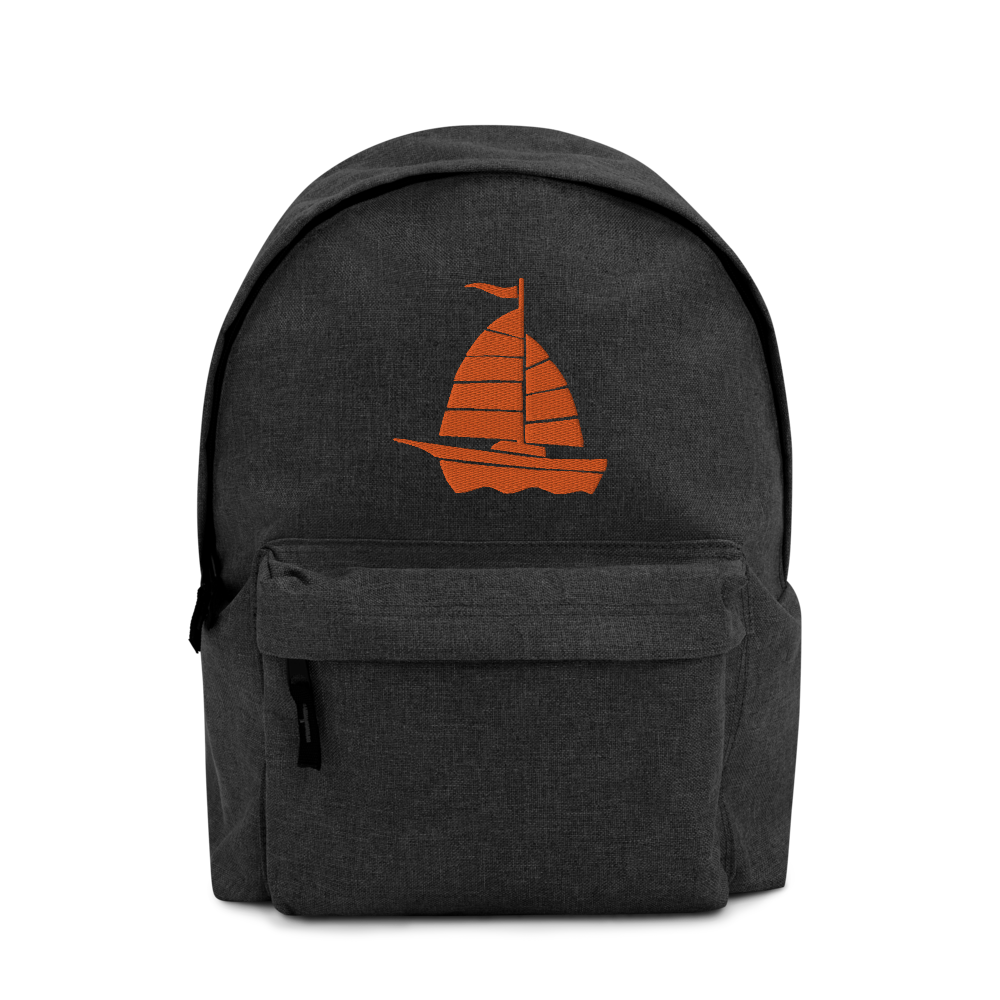 Yacht Embroidered Backpack, Collection Ships & Boats-Tamed Winds-tshirt-shop-and-sailing-blog-www-tamedwinds-com