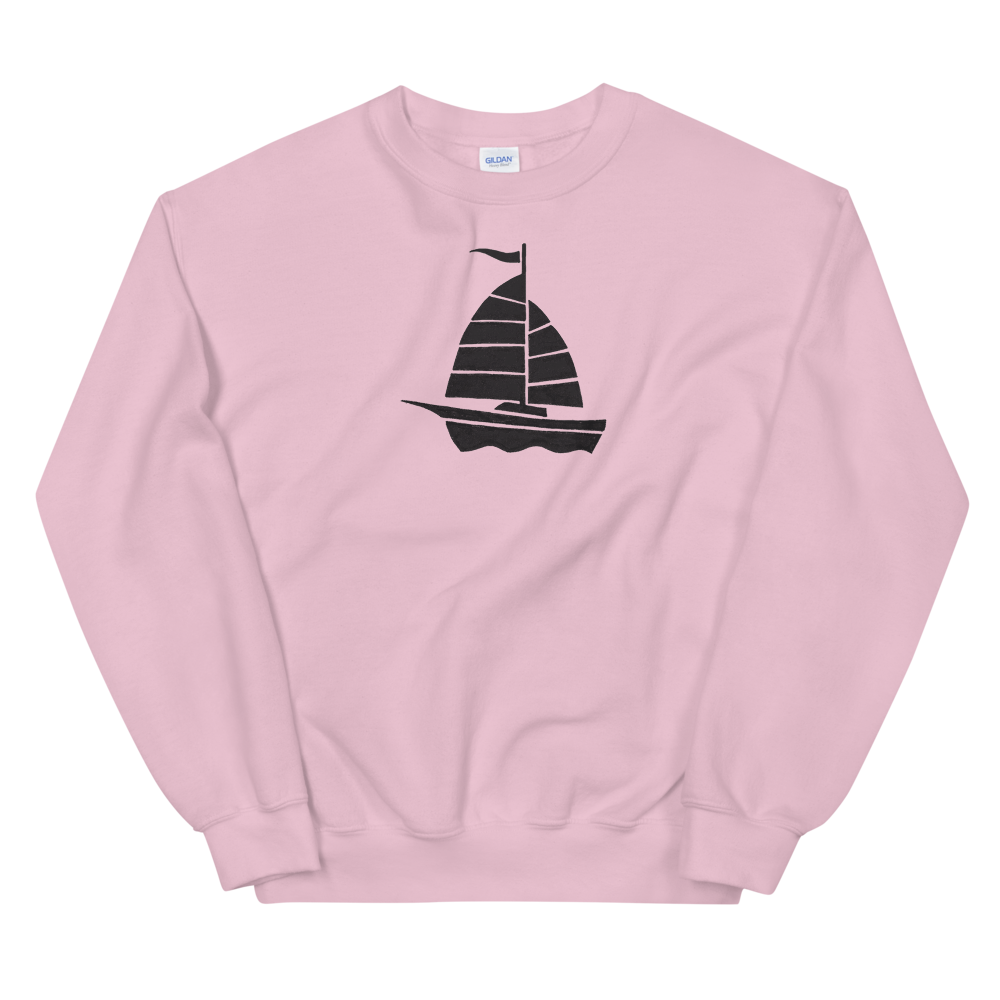 Yacht Unisex Crewneck Sweatshirt, Collection Ships & Boats-Light Pink-S-Tamed Winds-tshirt-shop-and-sailing-blog-www-tamedwinds-com