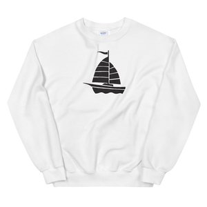 Yacht Unisex Crewneck Sweatshirt, Collection Ships & Boats-White-S-Tamed Winds-tshirt-shop-and-sailing-blog-www-tamedwinds-com