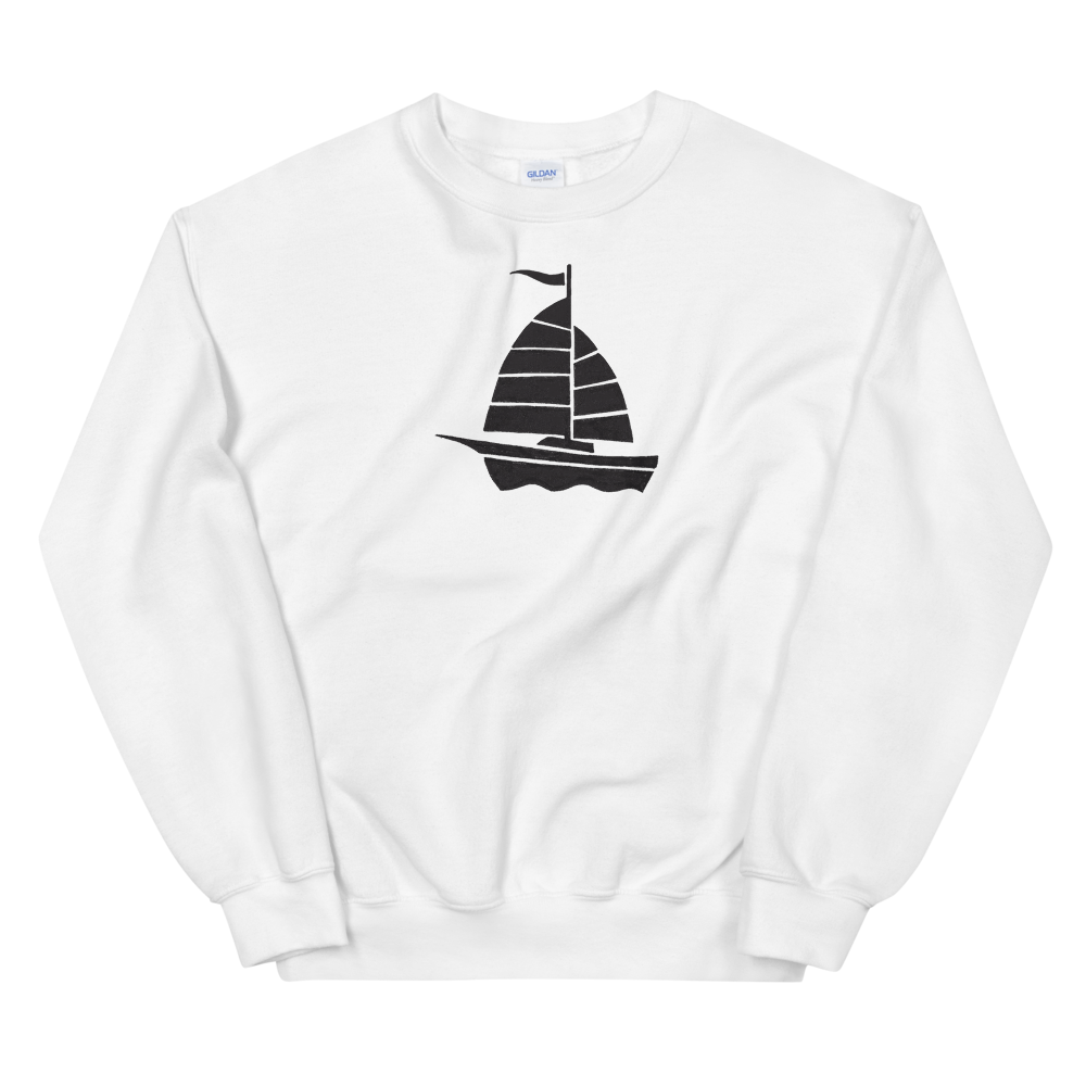 Yacht Unisex Crewneck Sweatshirt, Collection Ships & Boats-White-S-Tamed Winds-tshirt-shop-and-sailing-blog-www-tamedwinds-com