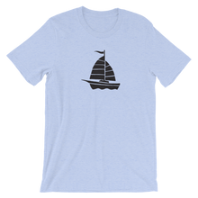 Yacht Unisex T-Shirt, Collection Ships & Boats-Heather Blue-S-Tamed Winds-tshirt-shop-and-sailing-blog-www-tamedwinds-com