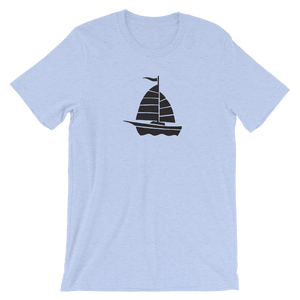 Yacht Unisex T-Shirt, Collection Ships & Boats-Heather Blue-S-Tamed Winds-tshirt-shop-and-sailing-blog-www-tamedwinds-com
