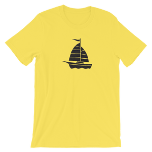 Yacht Unisex T-Shirt, Collection Ships & Boats-Yellow-S-Tamed Winds-tshirt-shop-and-sailing-blog-www-tamedwinds-com